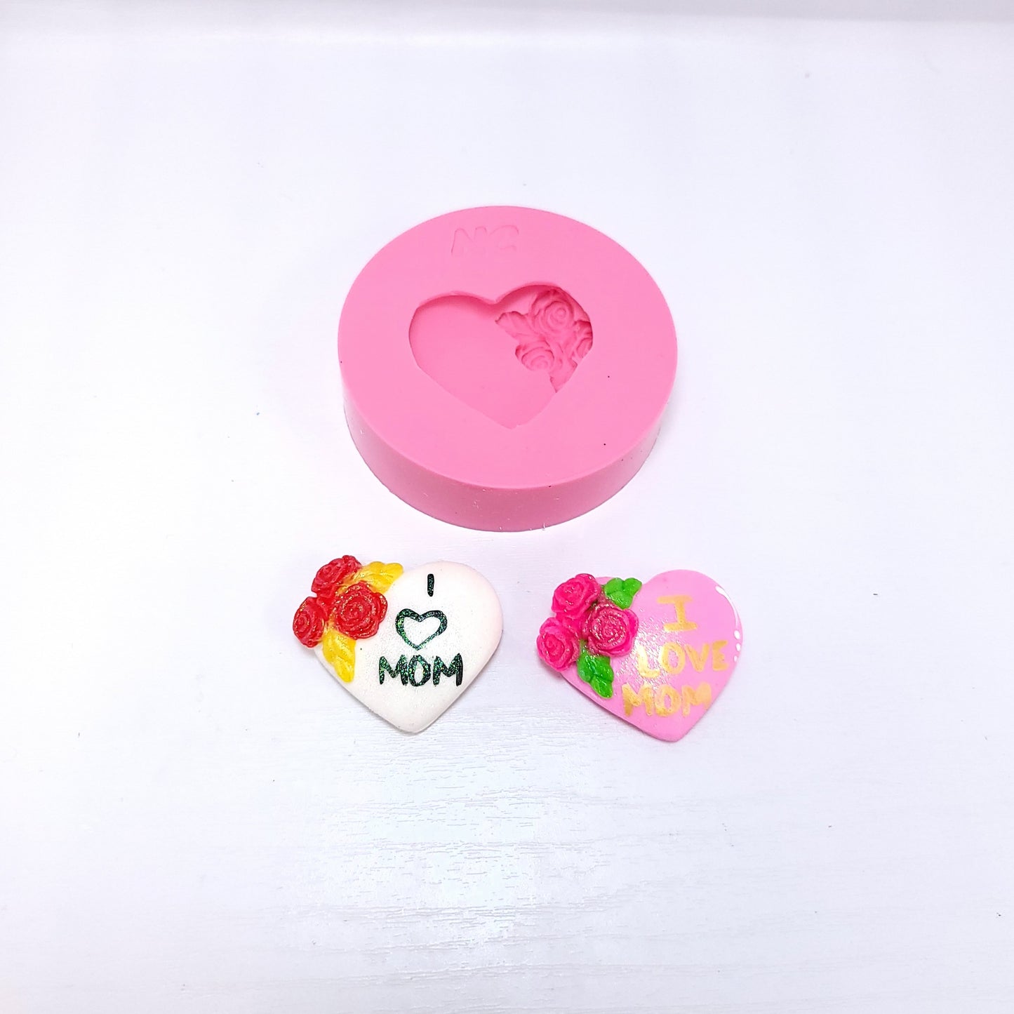 Rose Floral Heart Mothers Day Silicone Mold for Resin Clay Fondant