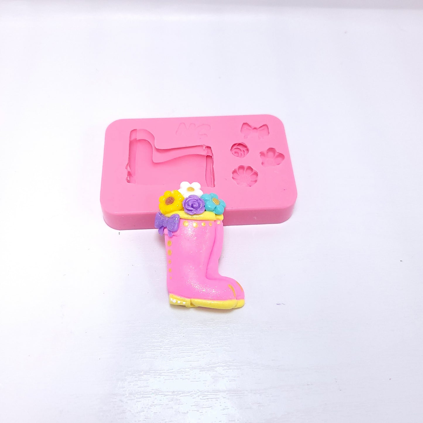 Spring Rain Boots Flowers Multi-Project Silicone Mold for Fondant Resin Clay Crafts