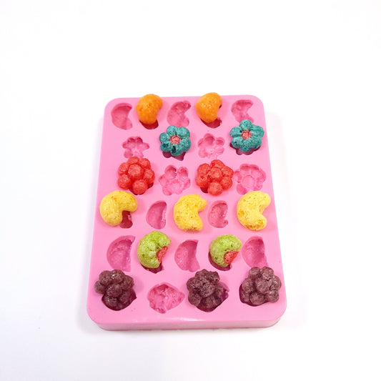 27 cavities Fruity Shape cereal silicone mold cereal silicone mold Realistic Flexible mold cereal lucky NC081