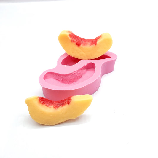 Peach slices 2 Cavities Silicone Mold Wax mold Resin mold Soap mold Realistic Flexible mold NC048