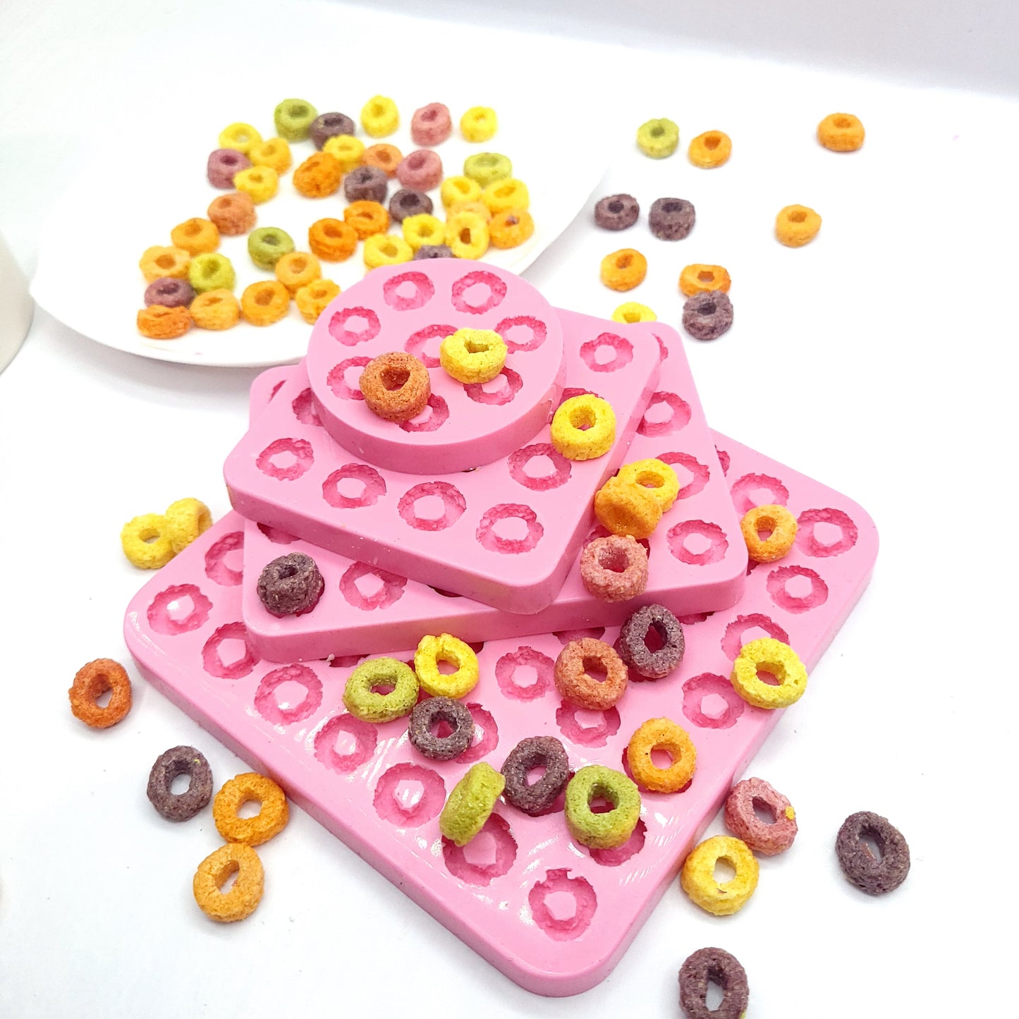 Fruit Loops Multi Cavities Loop cereal Flexible Silicone mold Soap molds Resin molds Wax melts molds