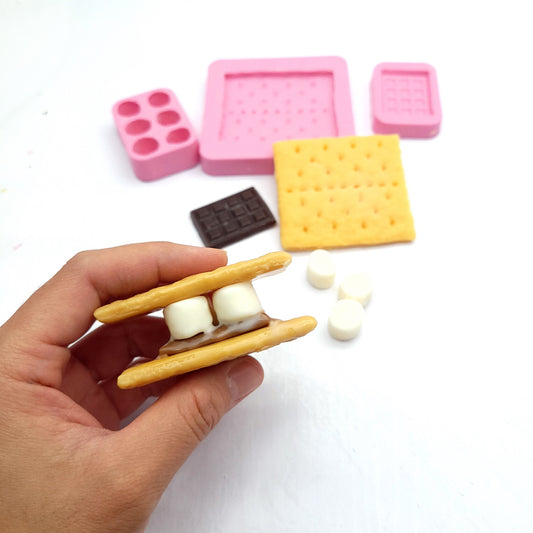 S'mores molds Graham cracker, chocolate and/or Marshmallow Silicone mold Soap Candle Mold for Wax