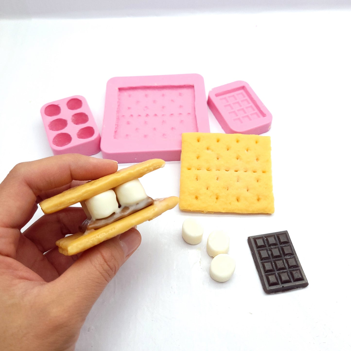 S'mores molds Graham cracker, chocolate and/or Marshmallow Silicone mold Soap Candle Mold for Wax