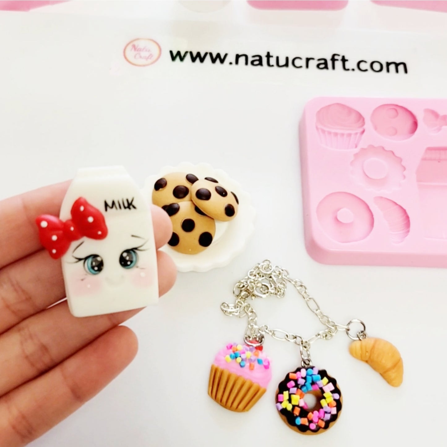 Cute Milk Cookies Mini Food Silicone Mold for Clay Resin Fondant MS038