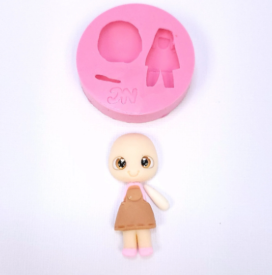 Tiny Doll Body & Head Multi-Project Silicone Mold for Miniatures MS878