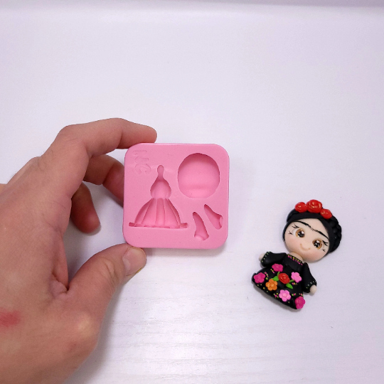 Frida Doll Silicone Mold for Miniatures Fondant Resin Clay Multi-Project Crafts MS884
