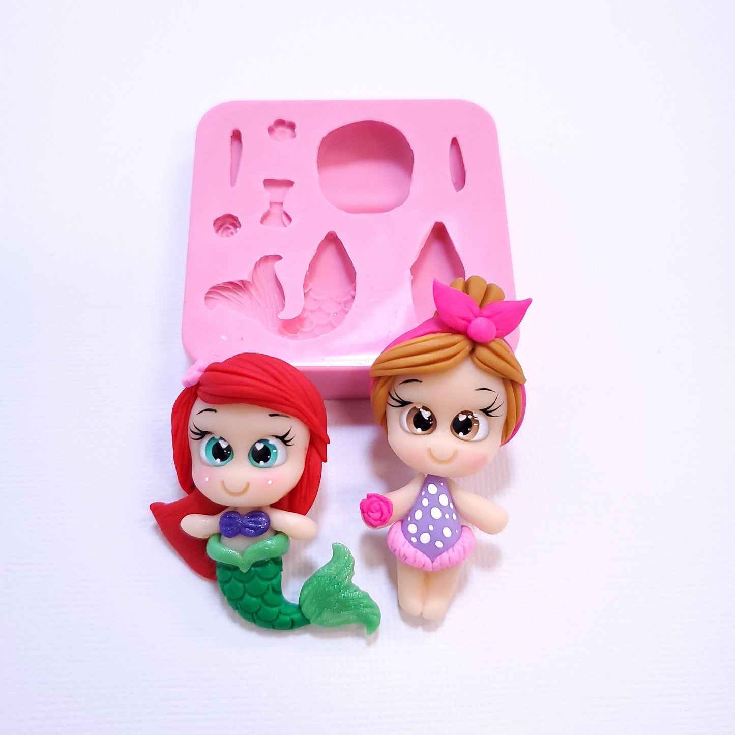 Mermaid Dolls silicone mold, polymer clay mini dolls Multi-Project Silicone mold NC101