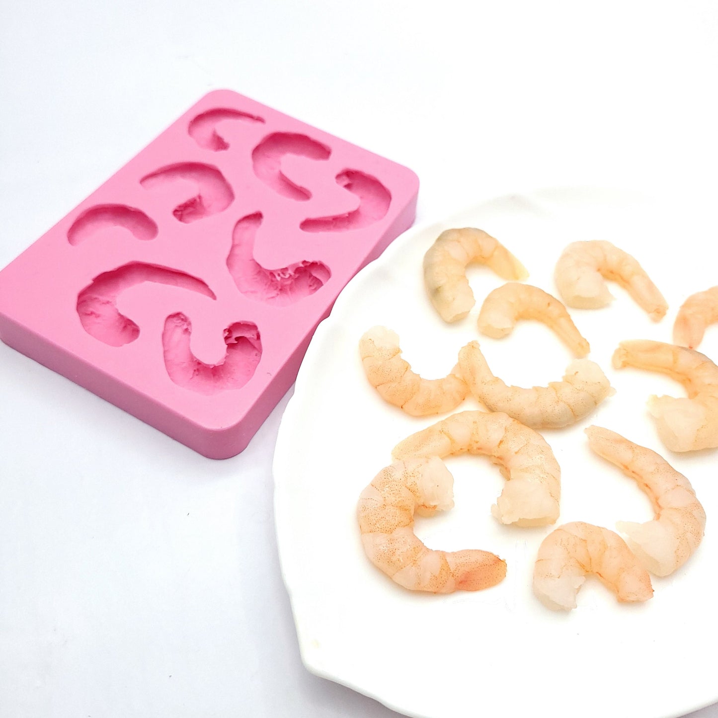 Shrimp silicone mold, Seafood shrimp silicone mold, candle and soap shrimp mold, fake food shrimp resin mold NC053