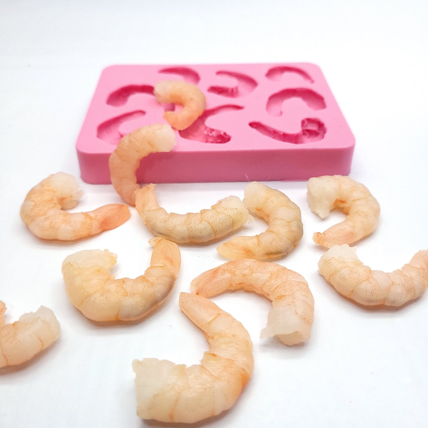 Shrimp silicone mold, Seafood shrimp silicone mold, candle and soap shrimp mold, fake food shrimp resin mold NC053