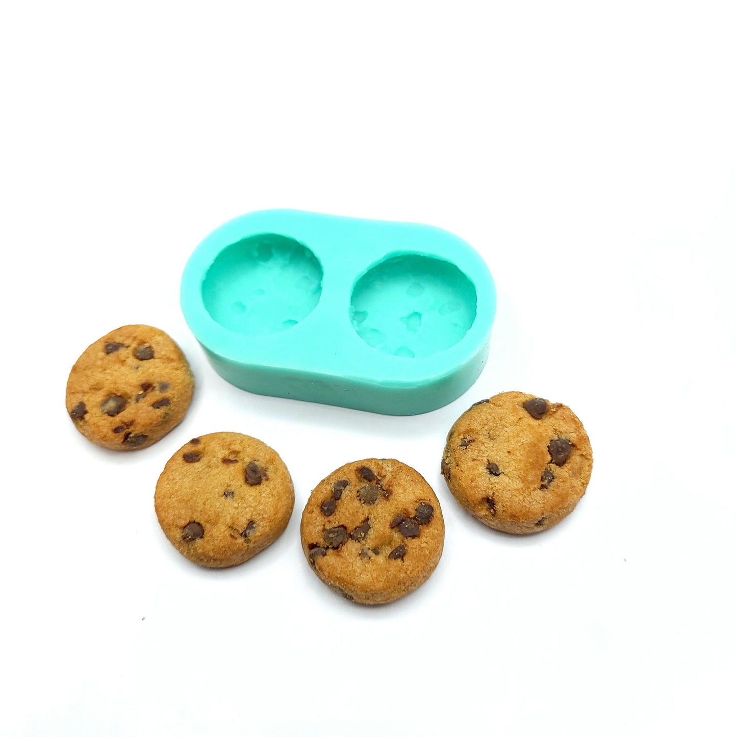 Chocolate chips cookie 2 cavities Silicone Mold, 1 inch cookie Soap and Candle embed mold,  Mold for Wax melts, Mold for Resin art NC003