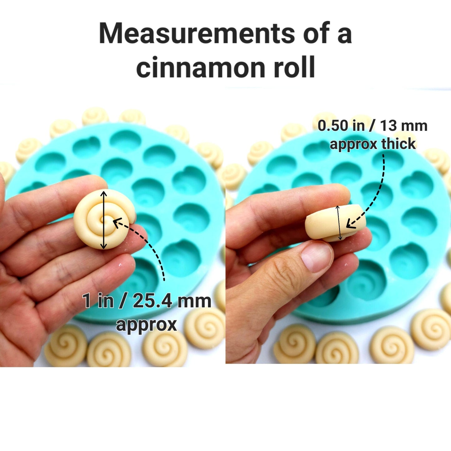 Cinnamon rolls mold, 1 inch cinnamon roll mold, cinnamon roll silicone mold NC030